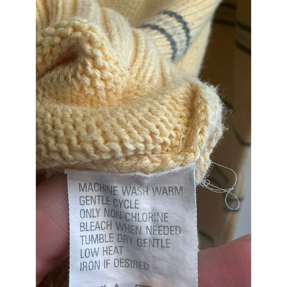 Izod Men's Stripe Casual Crew Neck Warm Business Yellow Sweater SZ Medium - Picture 7 of 7